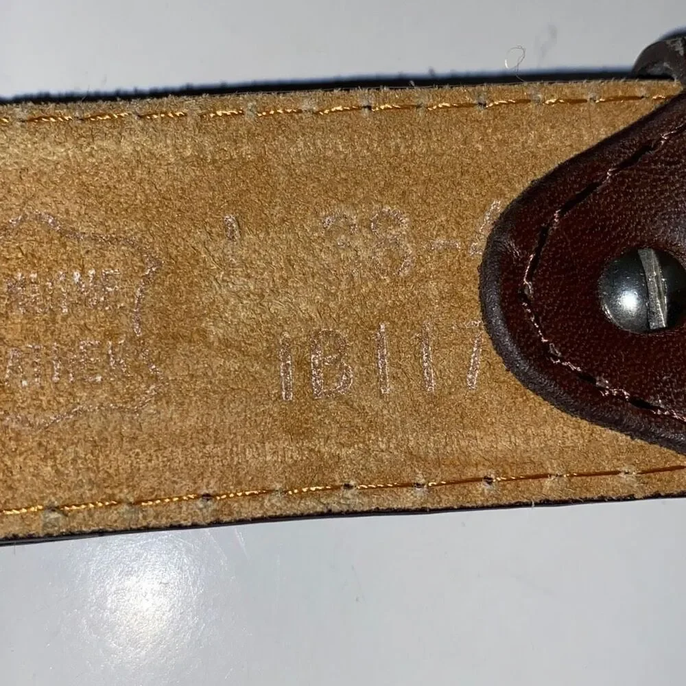 Men's Genuine Leather Belt‎ Embossed Eagle USA Patriotic Logo Brown Large 42